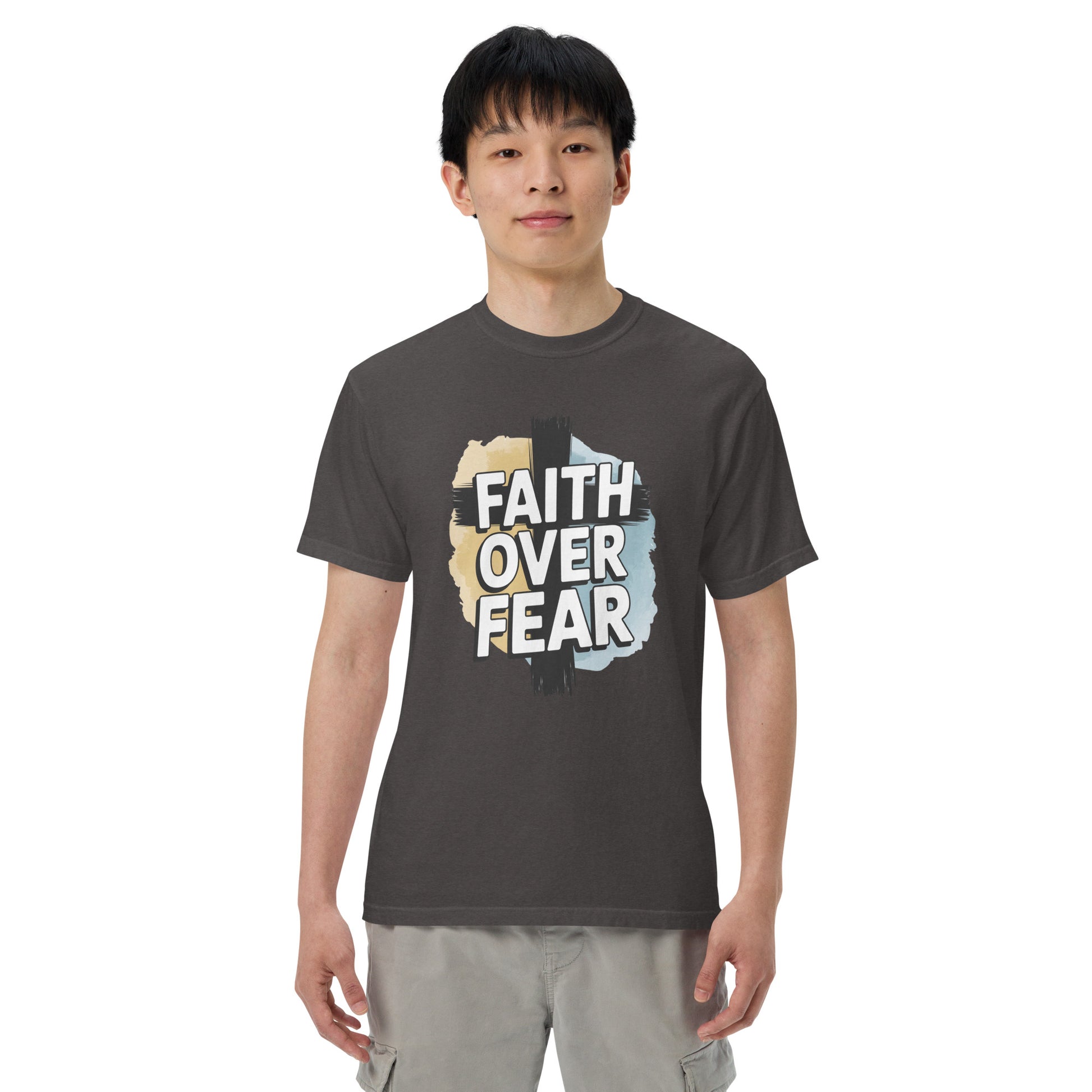Men’s Christian heavyweight t-shirt Faith Over Fear