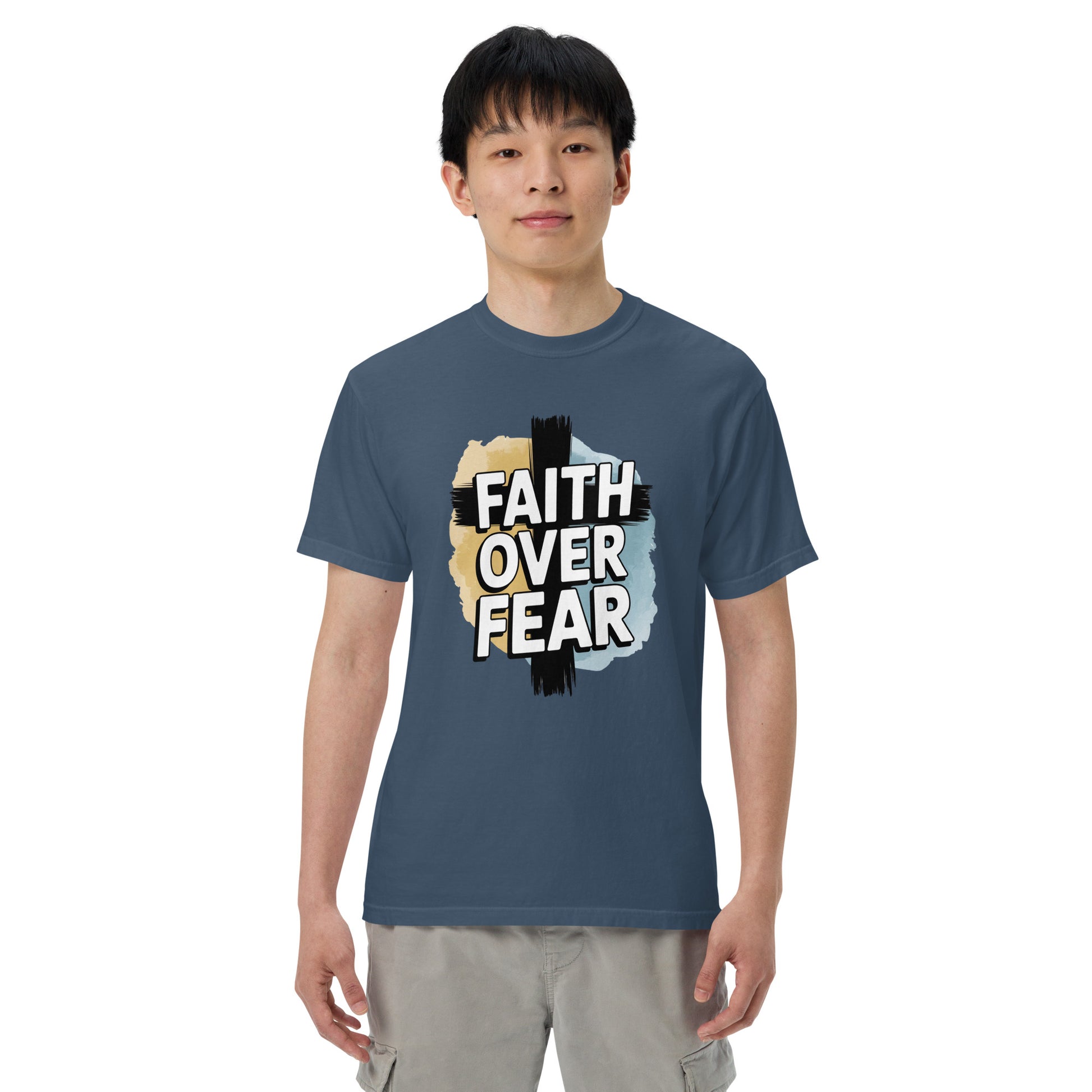 Men’s Christian heavyweight t-shirt Faith Over Fear