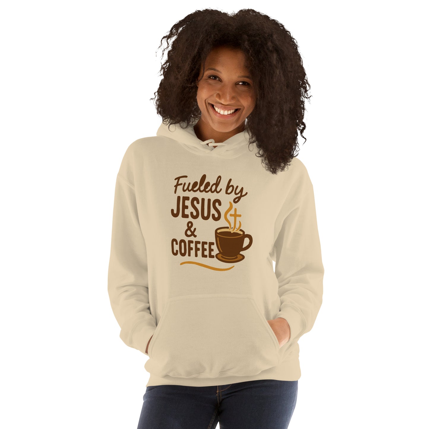 Faith-based hoodie for coffee lovers