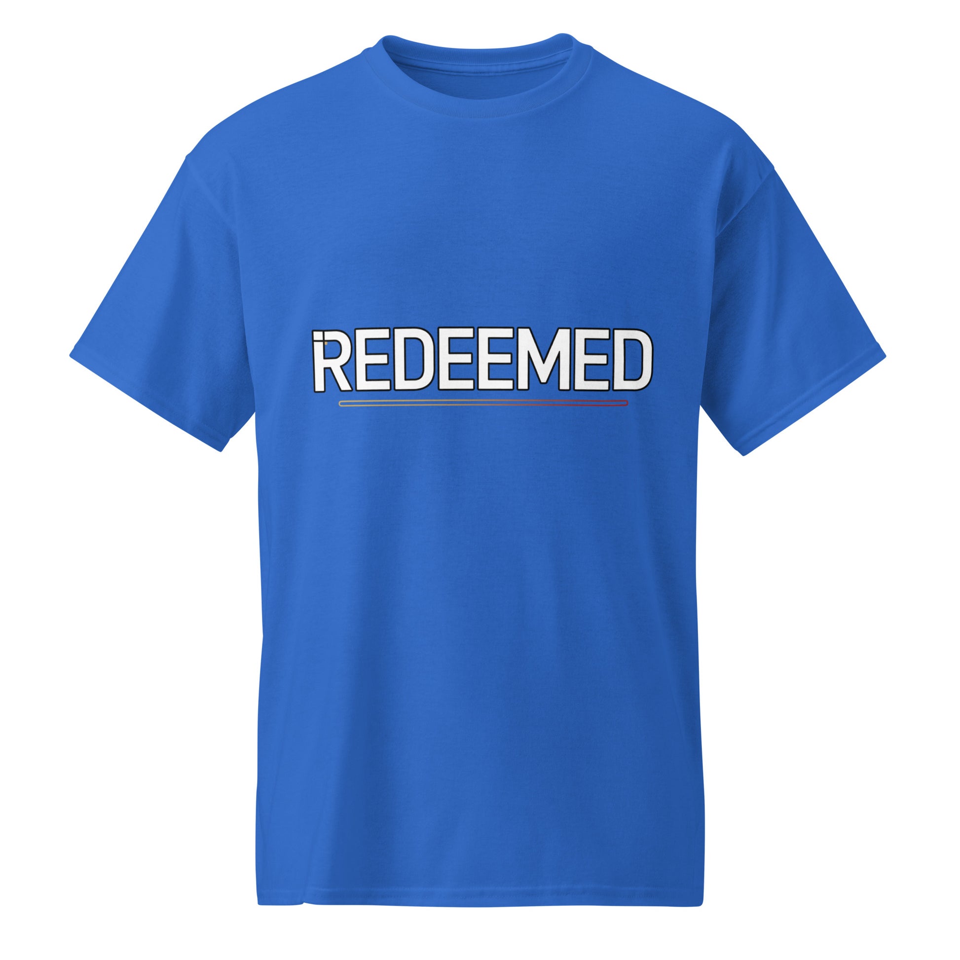 Men’s Christian DryBlend t-shirt Redeemed Ephesians 1:7 design