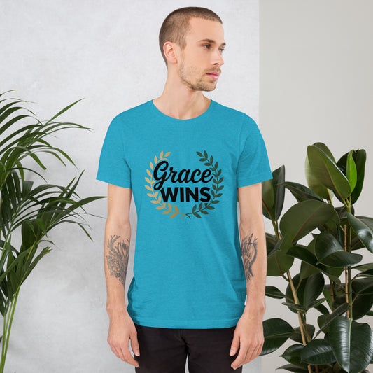 Men’s Christian t-shirt Grace Wins design