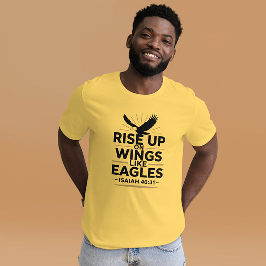 Men’s Christian t-shirt Rise Up on Wings Like Eagles Isaiah 40:31
