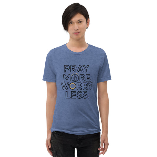 Men’s Christian tri-blend t-shirt Pray More Worry Less Philippians 4:6