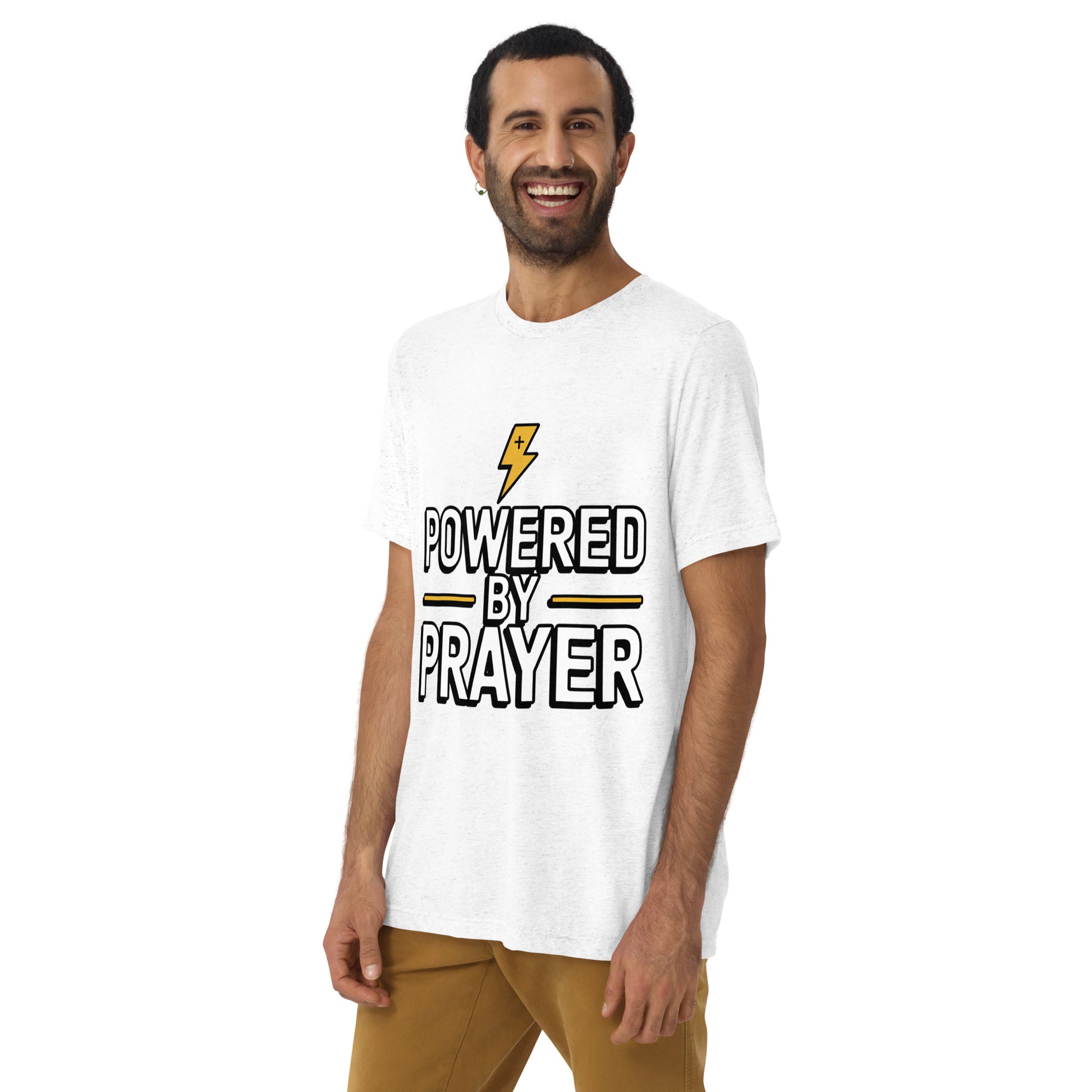Bible verse shirt for men Powered by Prayer