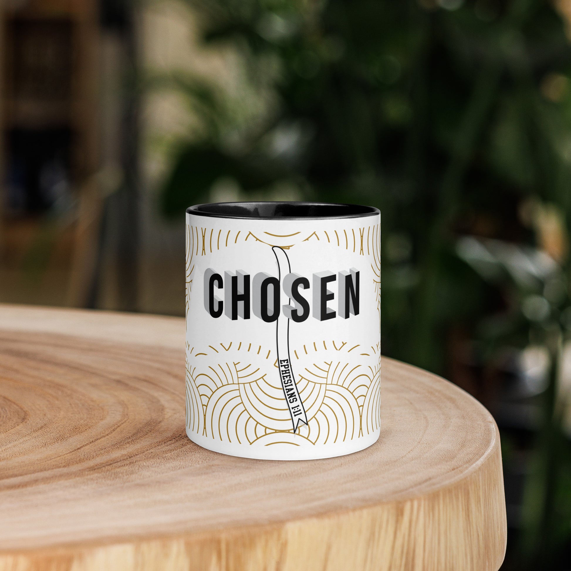Christian mug with colorful interior and faith-inspired design
