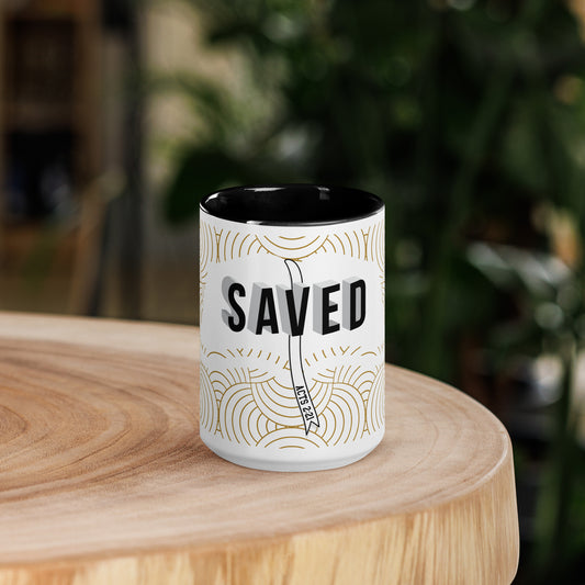 Christian mug with colorful interior and faith-inspired design