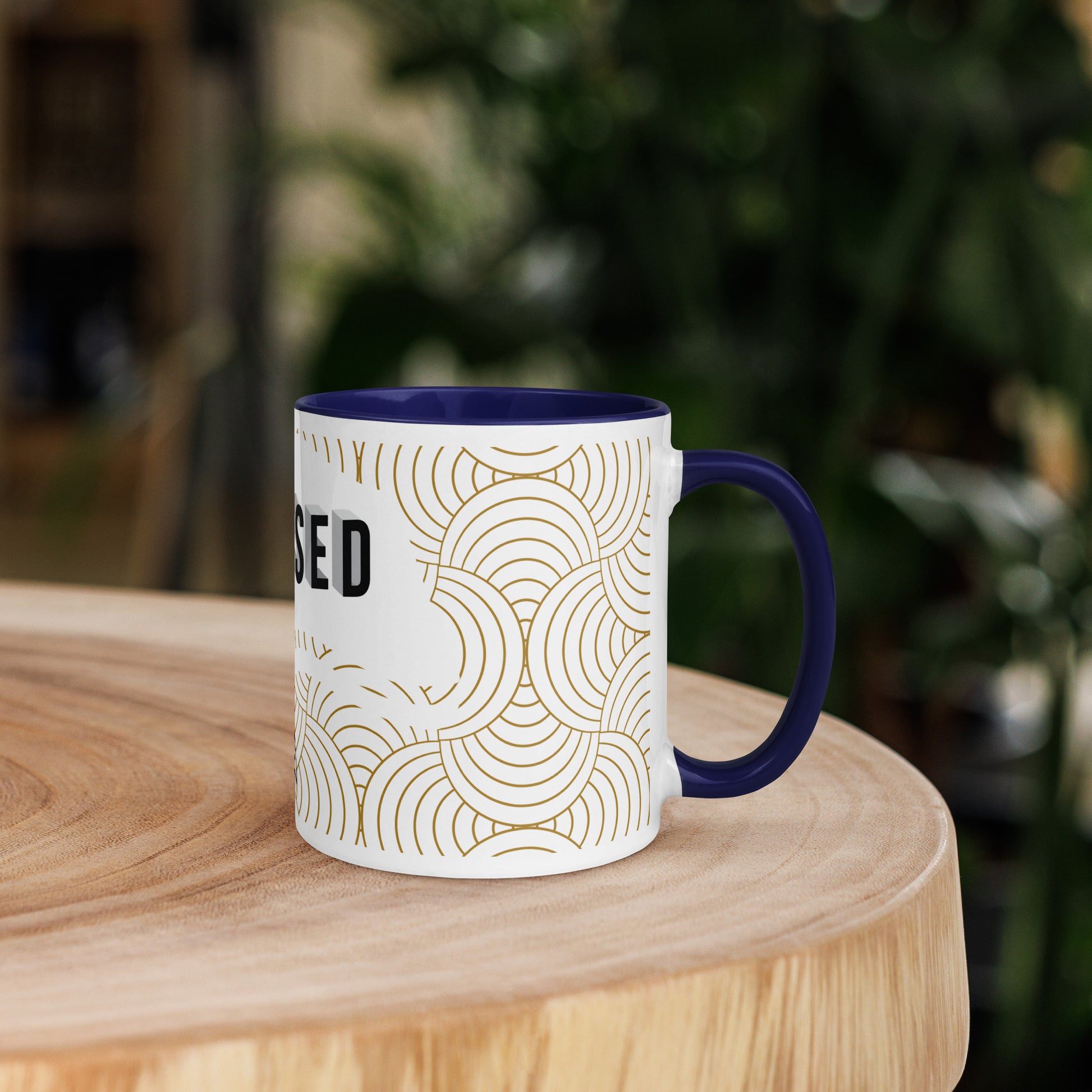 Christian mug with colorful interior and faith-inspired design