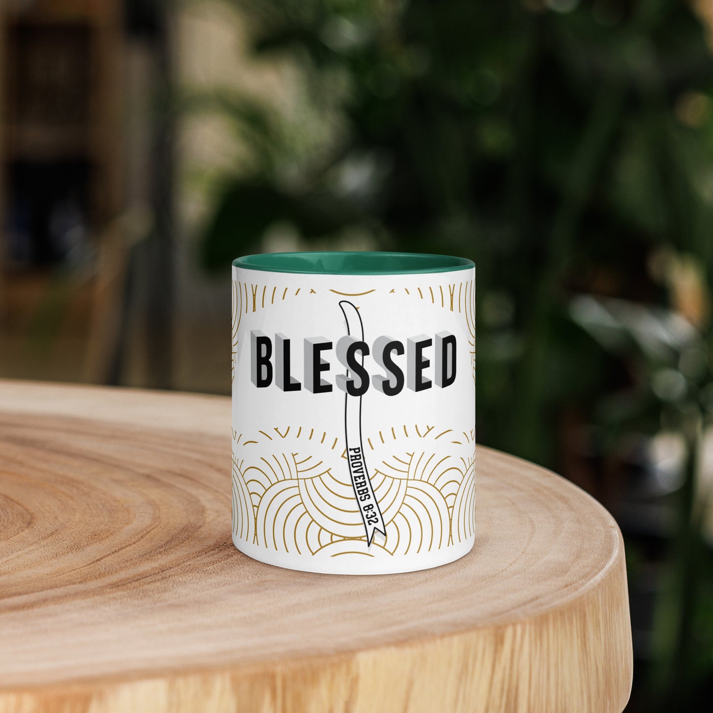 Ceramic faith mug with color inside, dishwasher and microwave safe