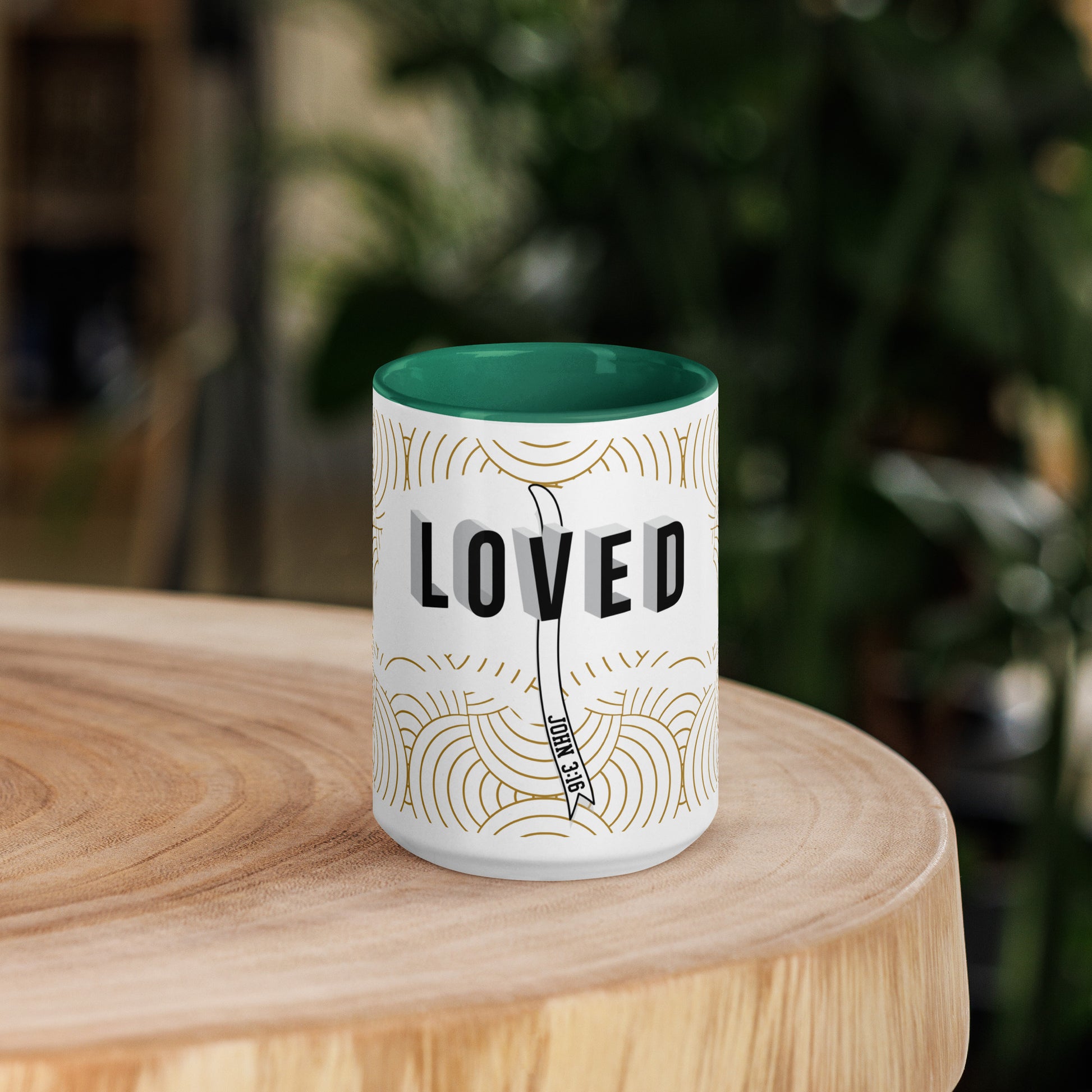 Ceramic faith mug with color inside, dishwasher and microwave safe