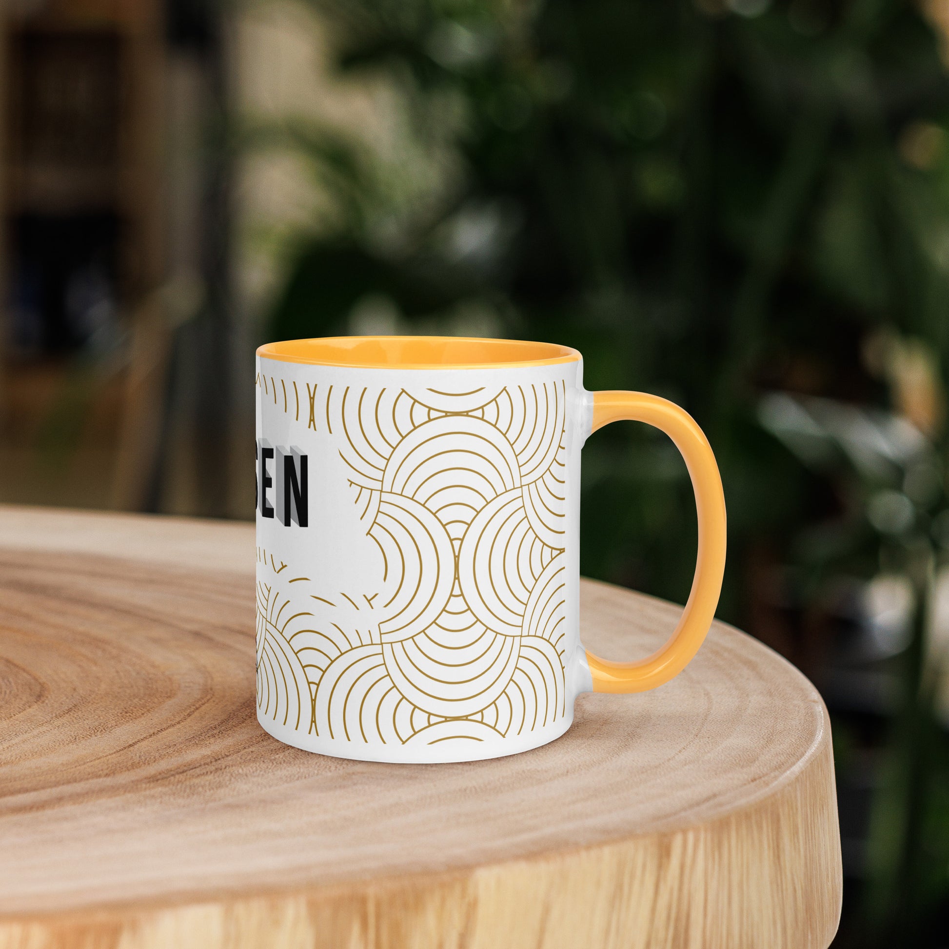 Faith-based tea cup with color inside and inspirational design
