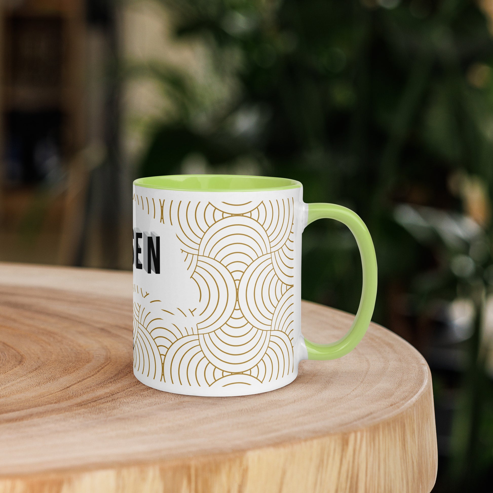 Faith-based tea cup with color inside and inspirational design