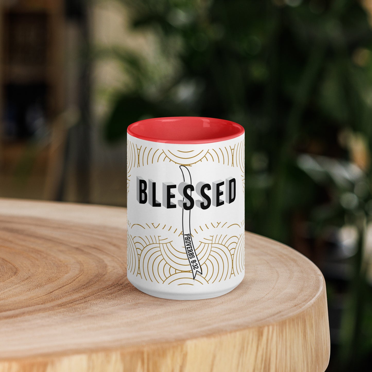 Ceramic faith mug with color inside, dishwasher and microwave safe