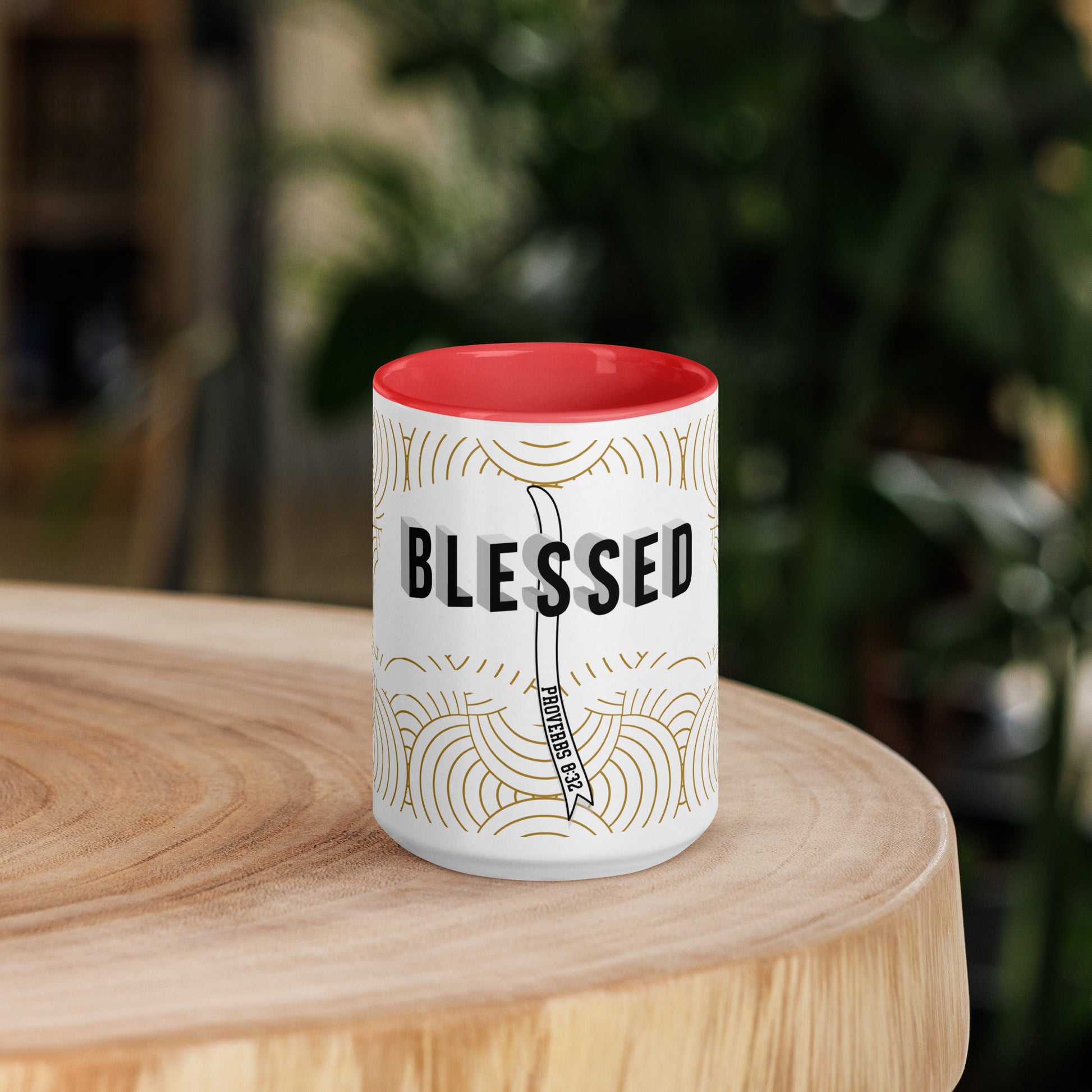 Ceramic faith mug with color inside, dishwasher and microwave safe
