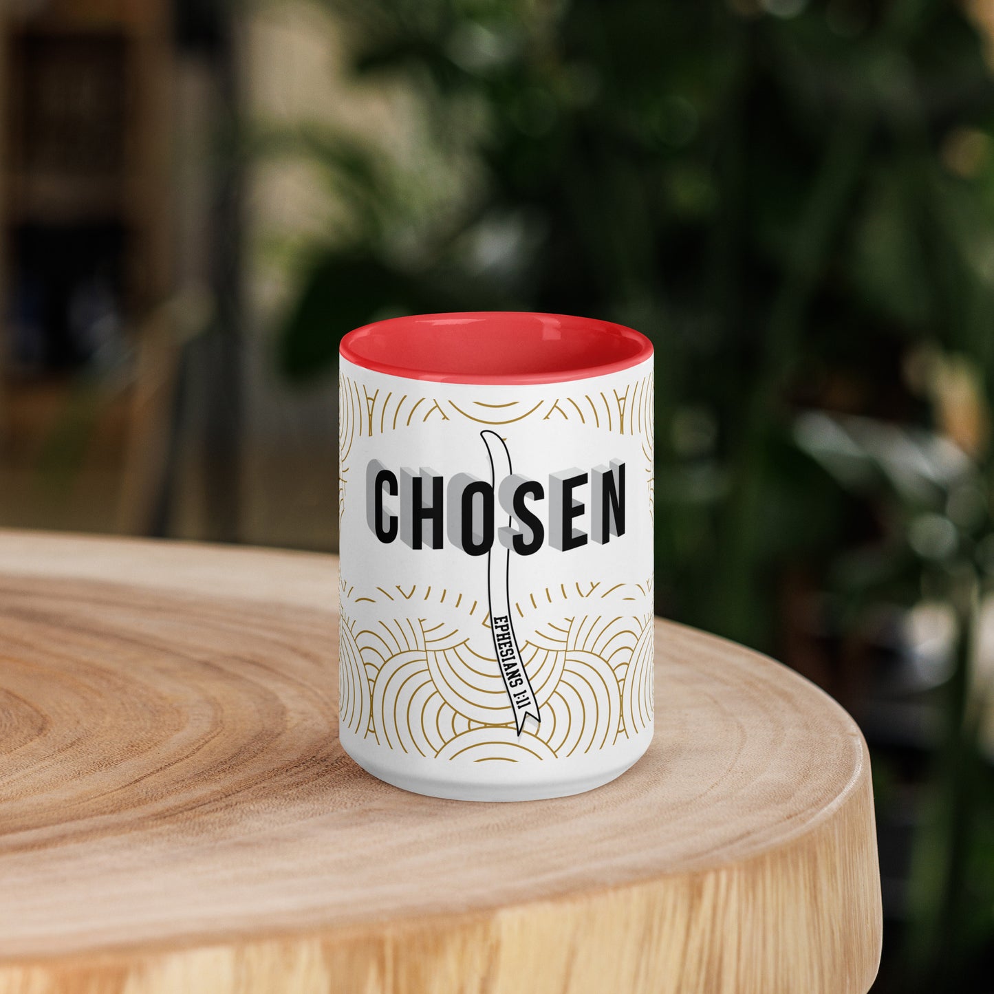 Ceramic faith mug with color inside, dishwasher and microwave safe