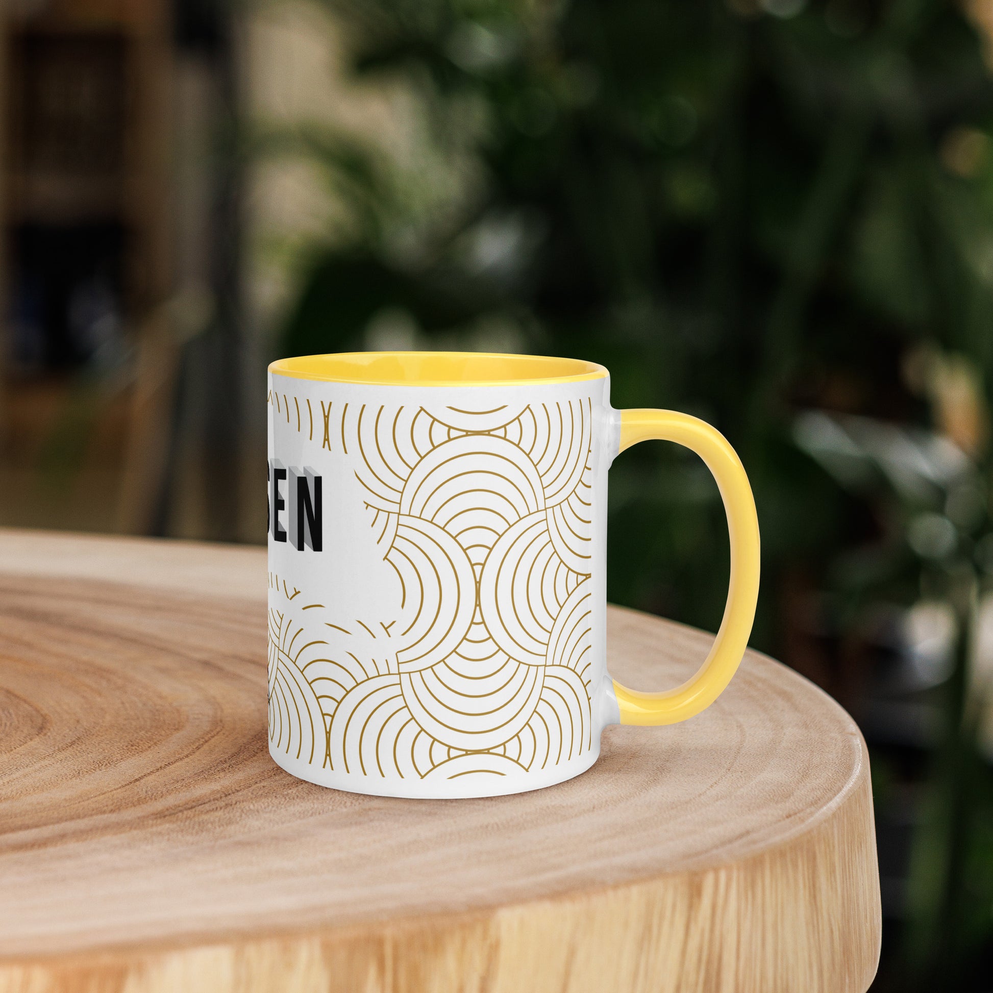 Faith-based tea cup with color inside and inspirational design