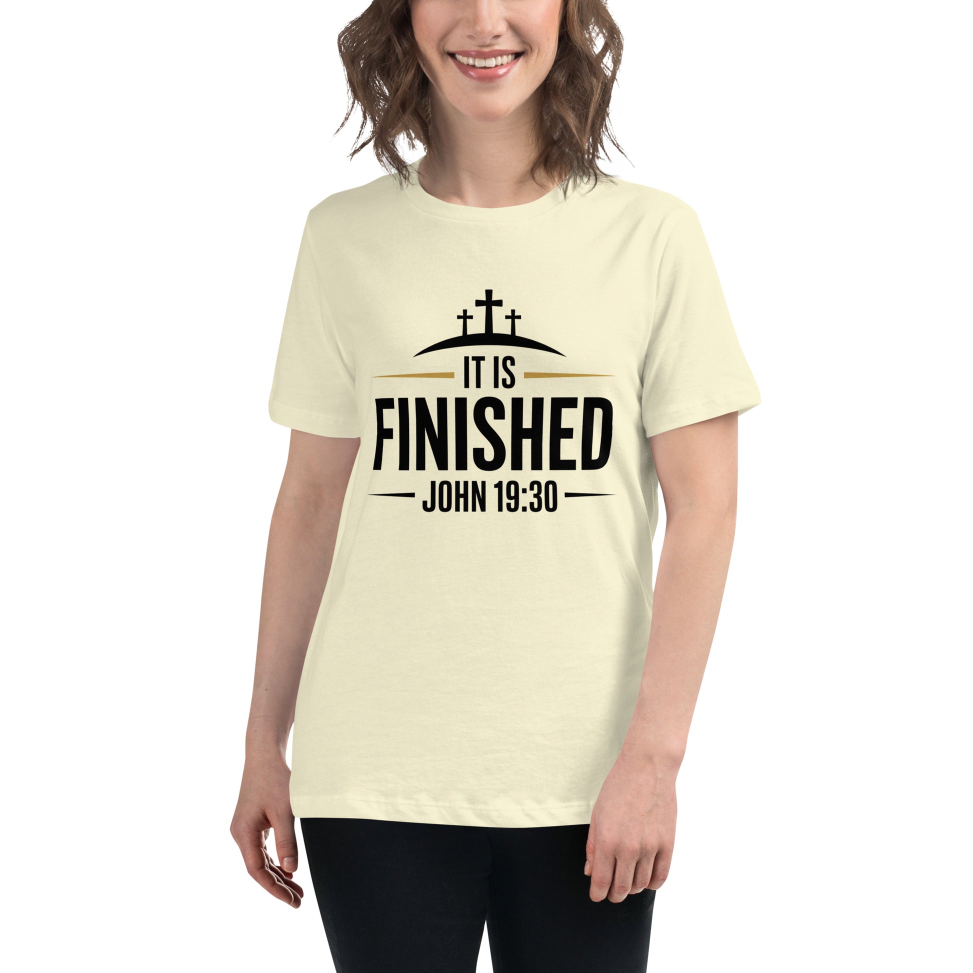 Faith-based women’s relaxed tee with scripture design