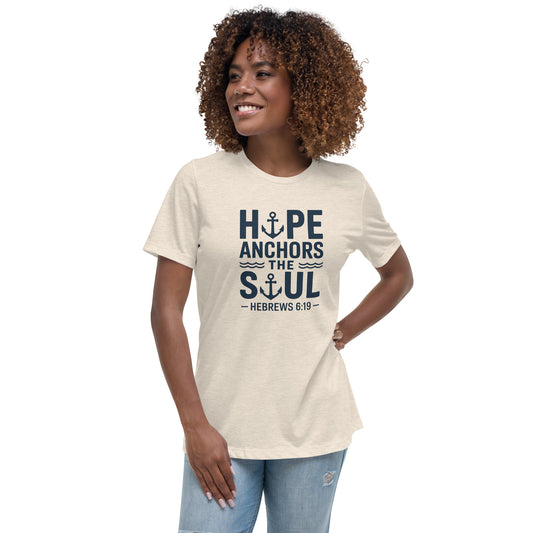 Women’s Christian t-shirt Hope Anchors the Soul design