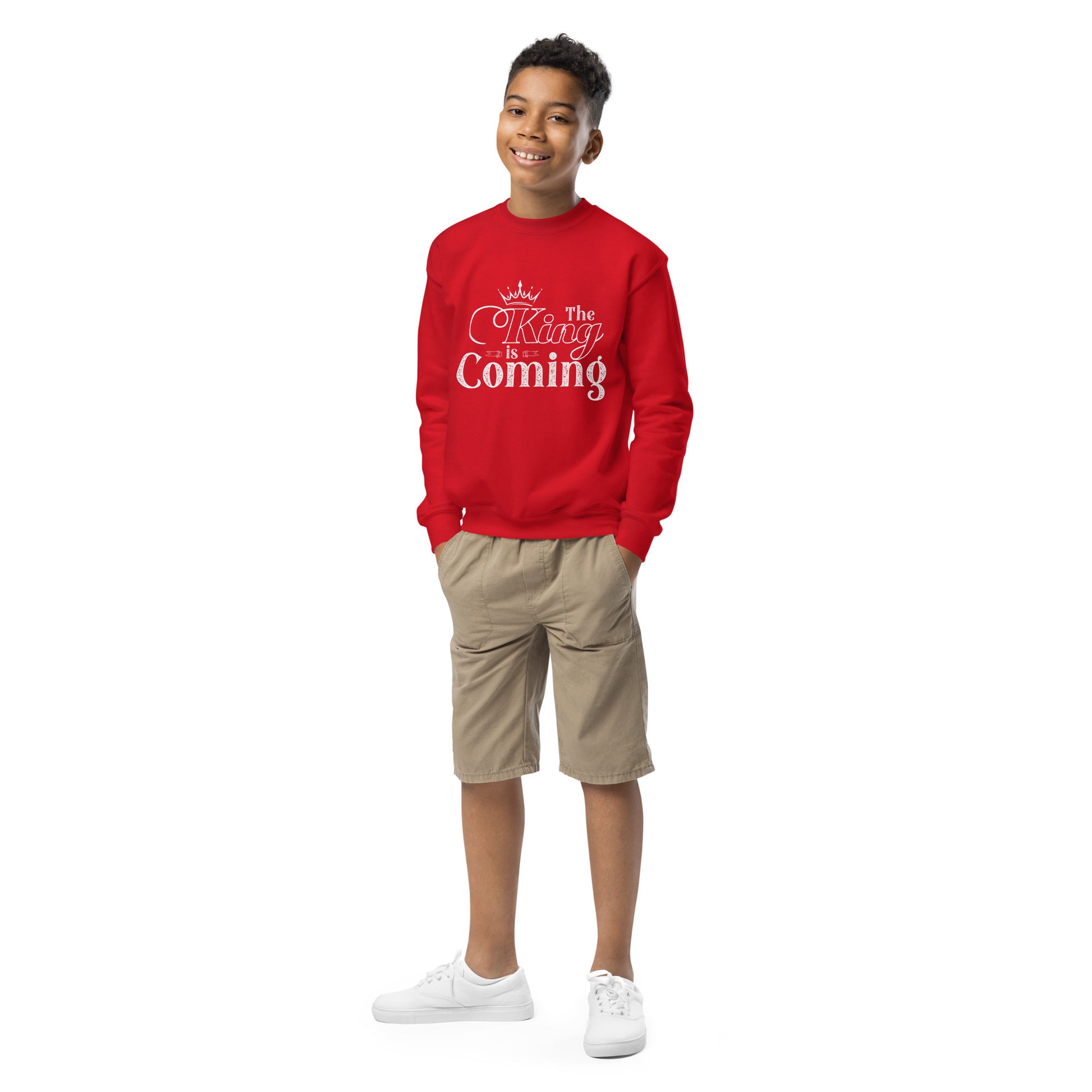 Faith-based youth sweatshirt with double-needle stitching